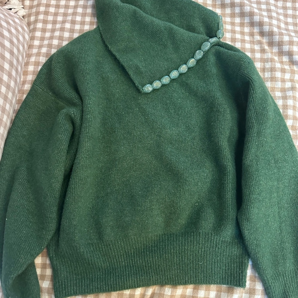 Zara Forest Green Cowl Neck Sweater